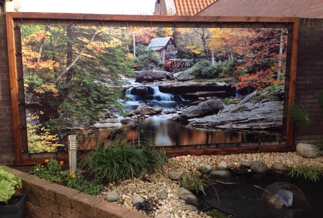 waterval tuinposter, tuinschilderij, tuindoek, tuindoeken